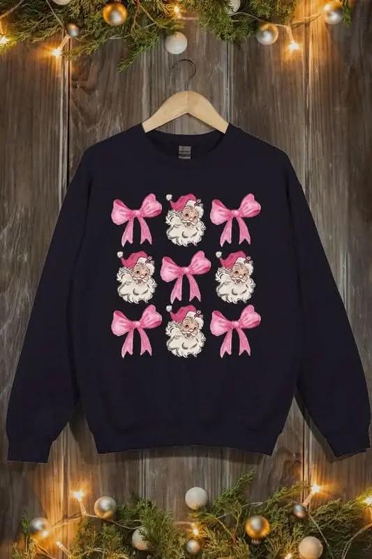 T-Shirts Color Bear Pink Christmas Graphic Women's Fleece Sweatshirt Comfy & Trendy