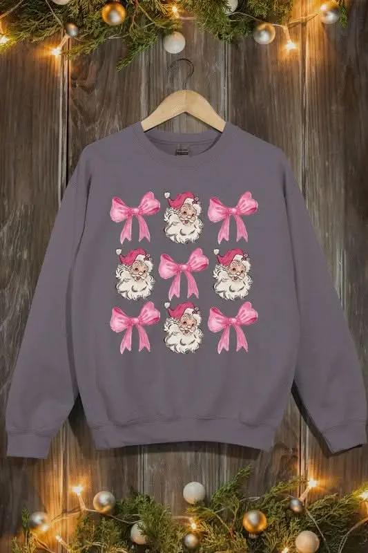 T-Shirts Color Bear Pink Christmas Graphic Women's Fleece Sweatshirt Comfy & Trendy