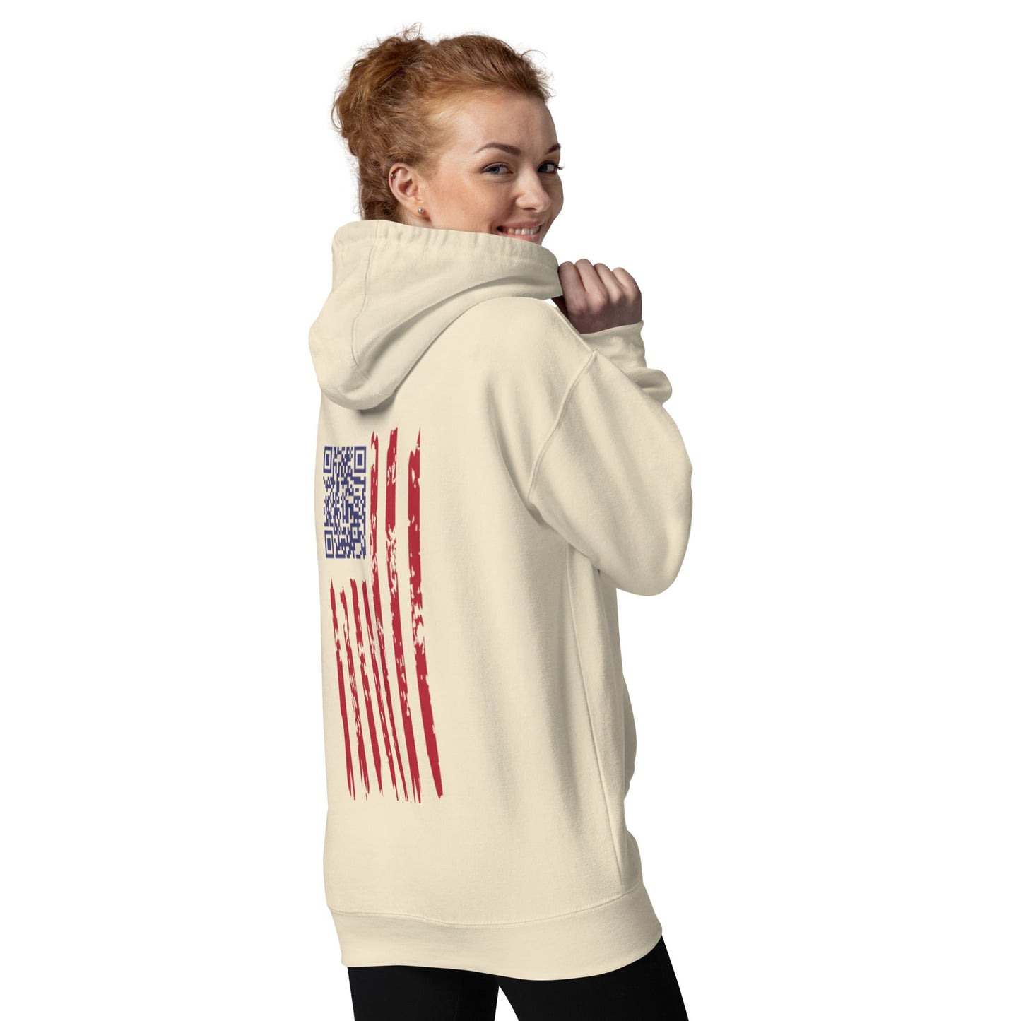 Sudadera con capucha cómoda unisex - "We the People" bordado + Código QR (huevo de Pascua) - Baile de Trump
