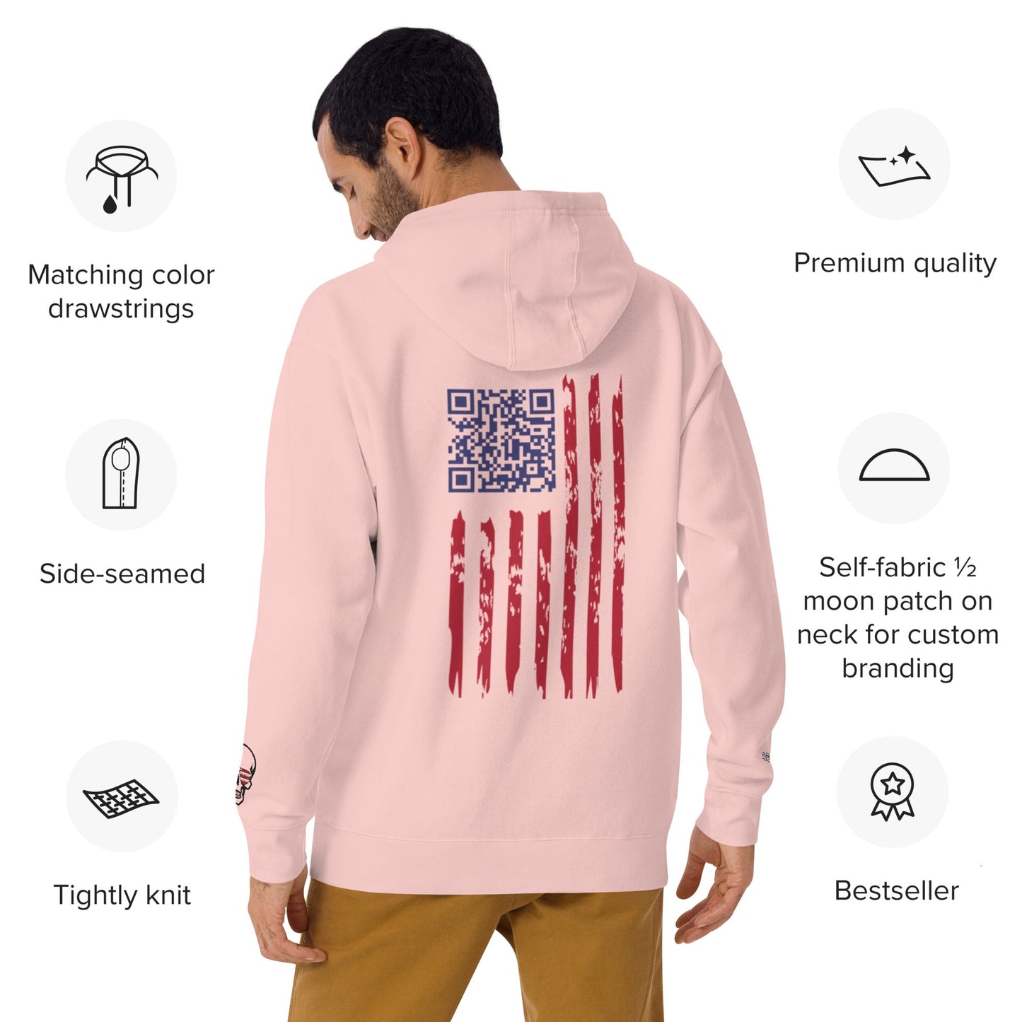 Sudadera con capucha cómoda unisex - "We the People" bordado + Código QR (huevo de Pascua) - Baile de Trump