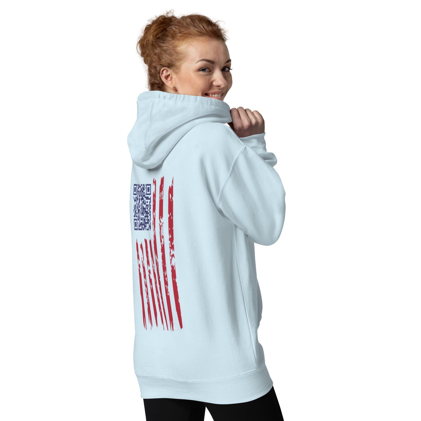 Sudadera con capucha cómoda unisex - "We the People" bordado + Código QR (huevo de Pascua) - Baile de Trump
