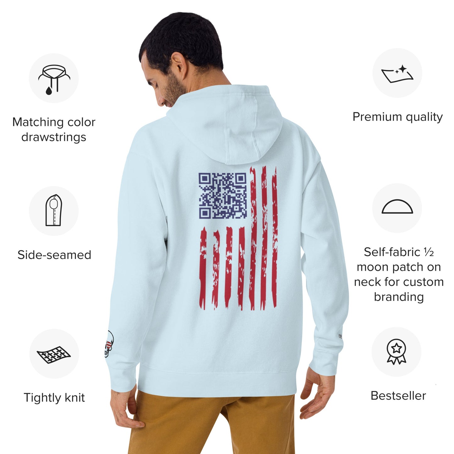 Sudadera con capucha cómoda unisex - "We the People" bordado + Código QR (huevo de Pascua) - Baile de Trump
