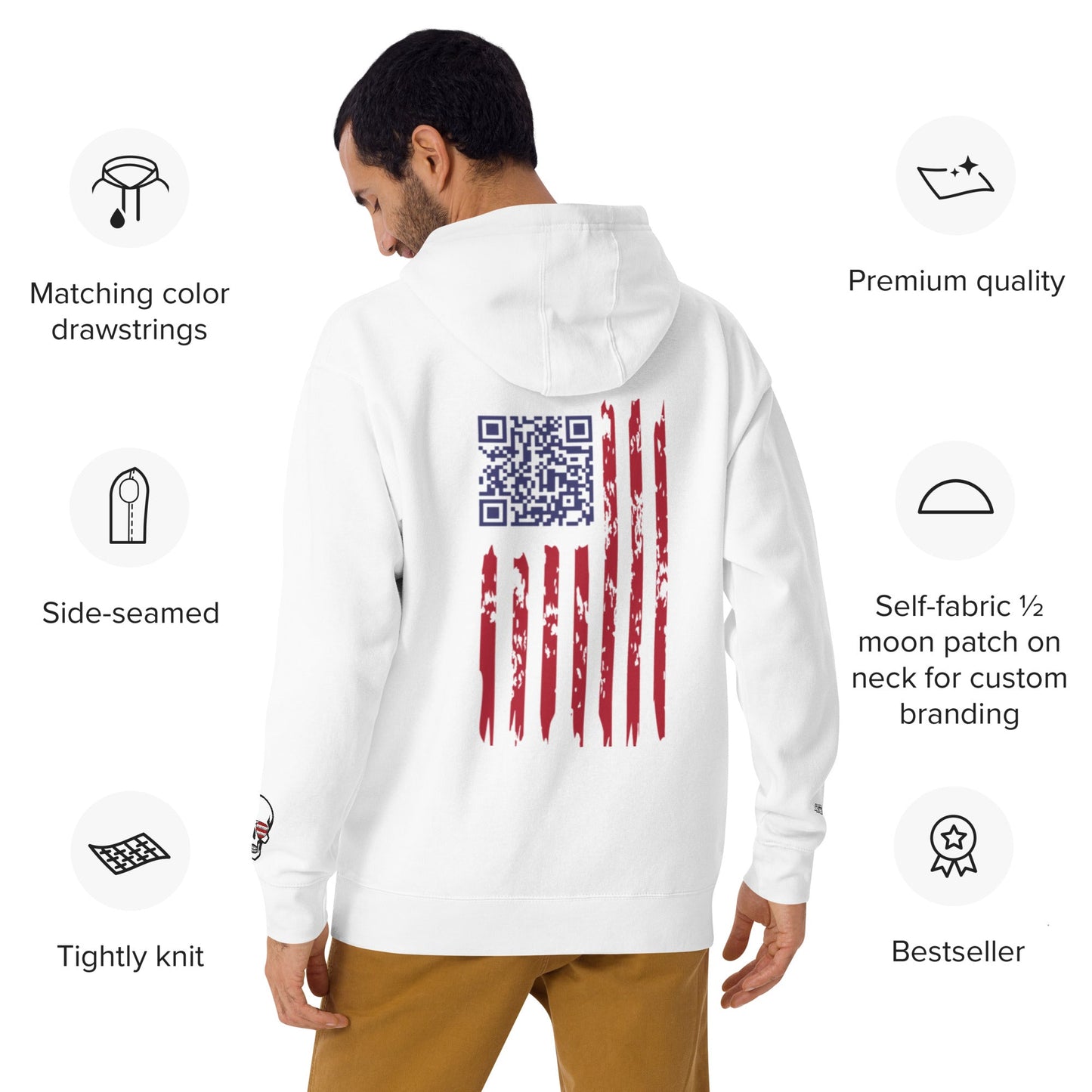 Sudadera con capucha cómoda unisex - "We the People" bordado + Código QR (huevo de Pascua) - Baile de Trump