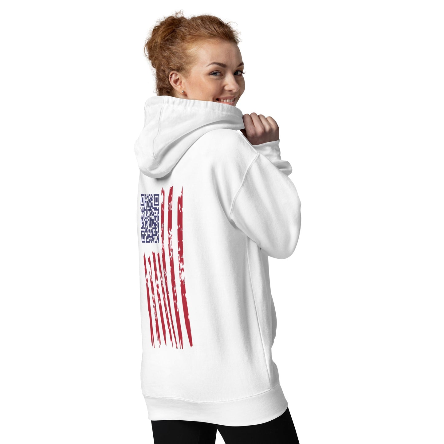Sudadera con capucha cómoda unisex - "We the People" bordado + Código QR (huevo de Pascua) - Baile de Trump