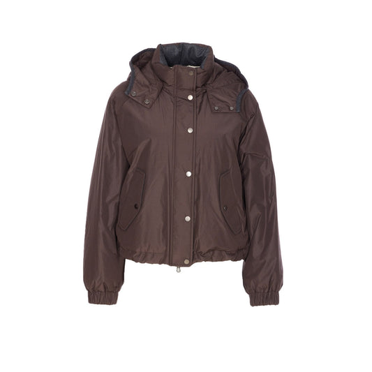 Brunello Cucinelli Women Crop Down Jacket With Shiny Zipper Pull
