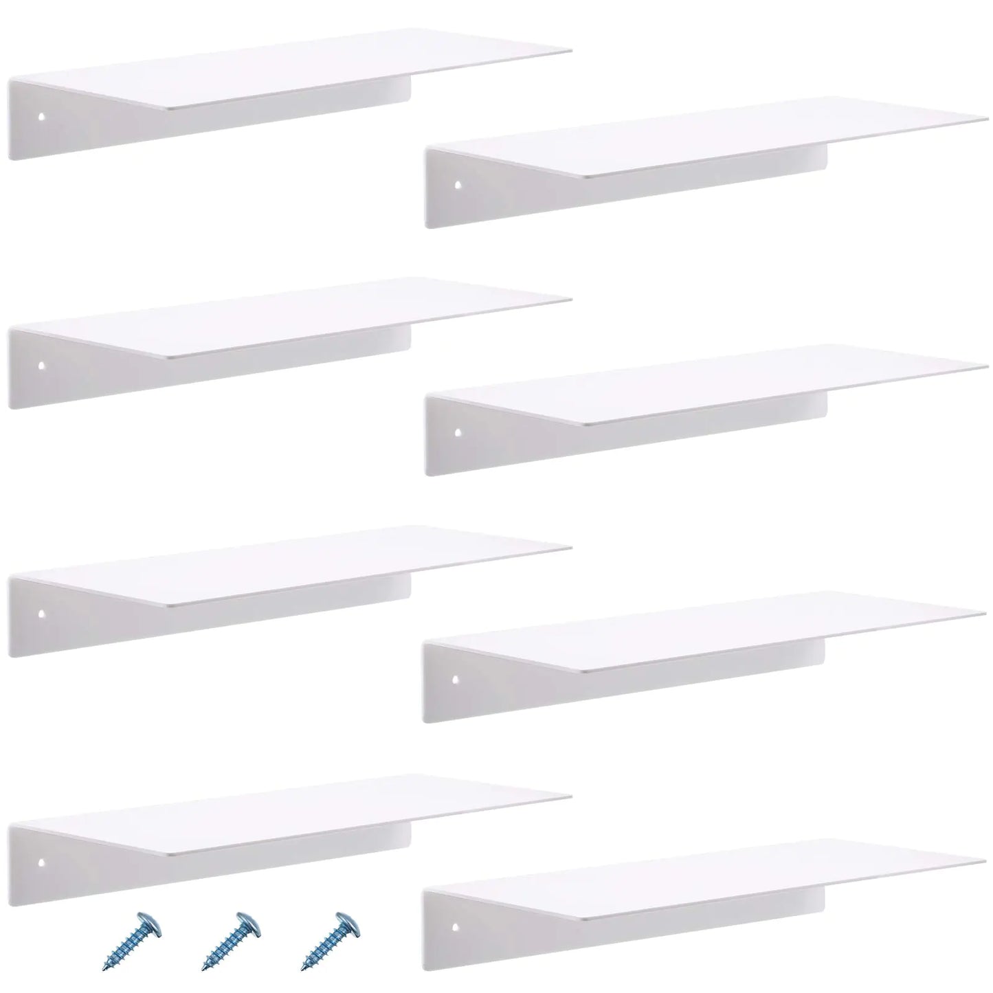 Blulu 8 Pieces Acrylic Floating Shelf Invisible Wall Mounted Shelf for Book Photo Picture Makeup Record Display in Living Room Bathroom Bedroom Kitchen Office(White 14 x 5 x 2 Inches)