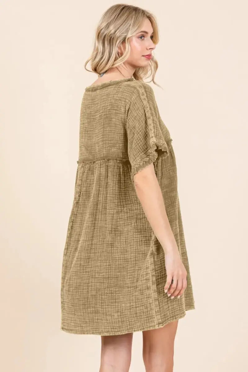 Women's Casual Dresses Women's Babydoll Dress - Short Sleeve, Pockets - Casual Mini