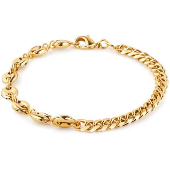 Cute 18K Gold Mariner and Cuban Link Anklet