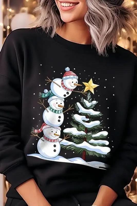 Jackets Color Bear Fleece Sweatshirt Christmas Snowman Graphic Women's Sweater Cute & Cozy