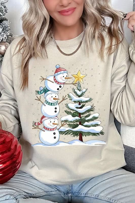 Jackets Color Bear Fleece Sweatshirt Christmas Snowman Graphic Women's Sweater Cute & Cozy