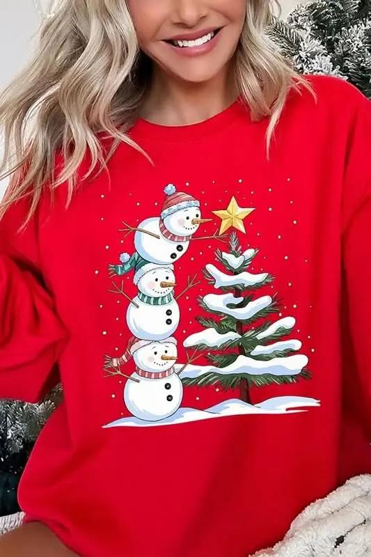 Jackets Color Bear Fleece Sweatshirt Christmas Snowman Graphic Women's Sweater Cute & Cozy