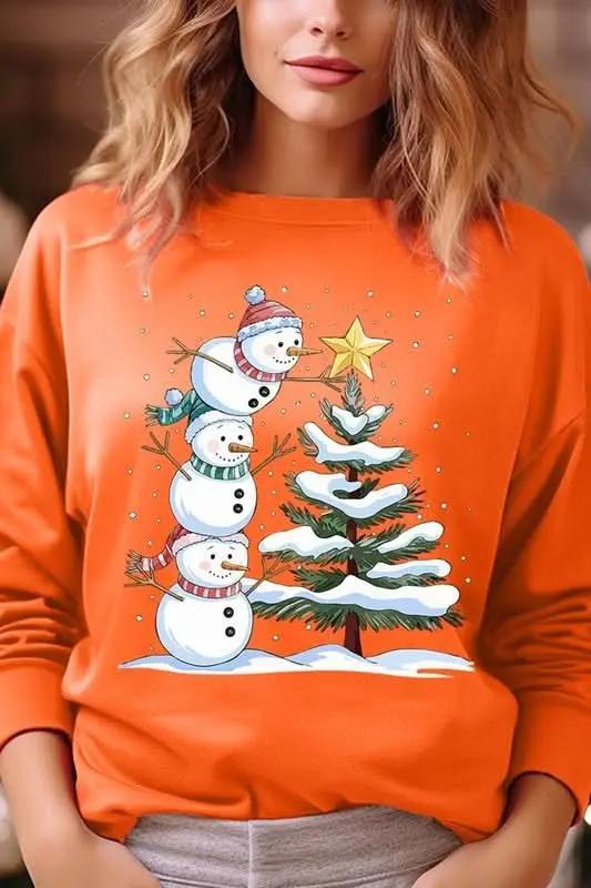 Jackets Color Bear Fleece Sweatshirt Christmas Snowman Graphic Women's Sweater Cute & Cozy