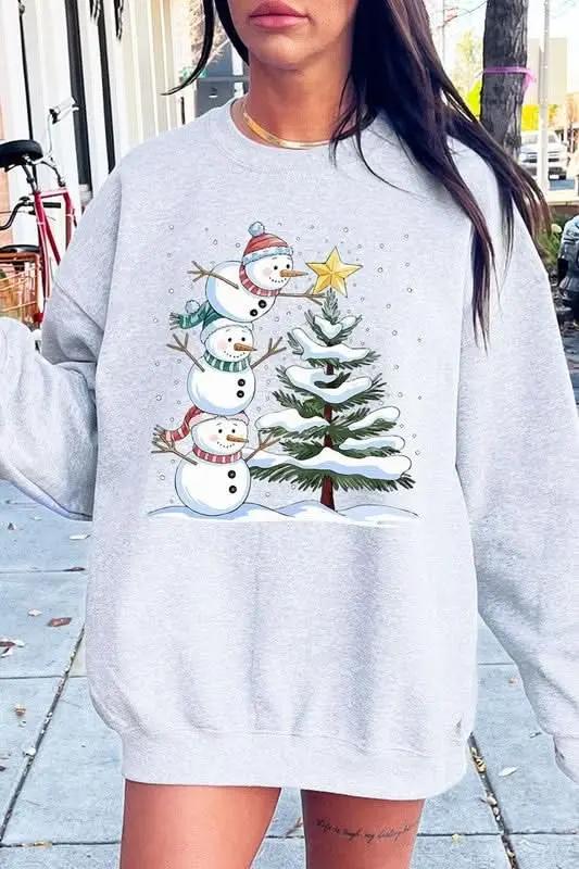 Jackets Color Bear Fleece Sweatshirt Christmas Snowman Graphic Women's Sweater Cute & Cozy