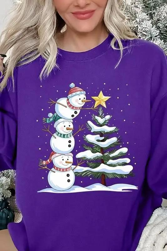 Jackets Color Bear Fleece Sweatshirt Christmas Snowman Graphic Women's Sweater Cute & Cozy