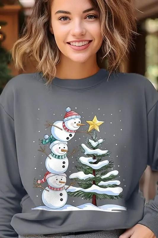Jackets Color Bear Fleece Sweatshirt Christmas Snowman Graphic Women's Sweater Cute & Cozy
