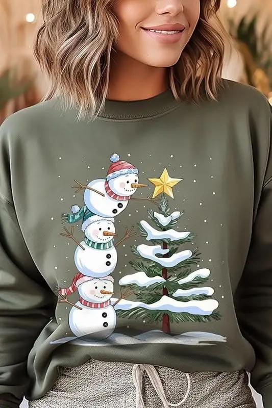 Jackets Color Bear Fleece Sweatshirt Christmas Snowman Graphic Women's Sweater Cute & Cozy