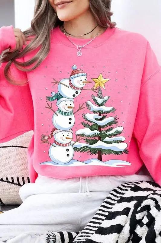 Chaquetas Color Oso Forro Polar Sudadera Navideña Muñeco de Nieve Estampado Suéter de Mujer Lindo y Acogedor