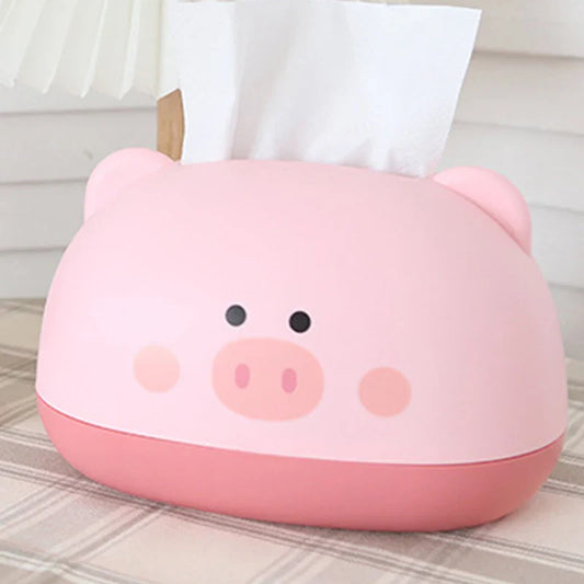 Caja de pañuelos con diseño de cerdito lindo
