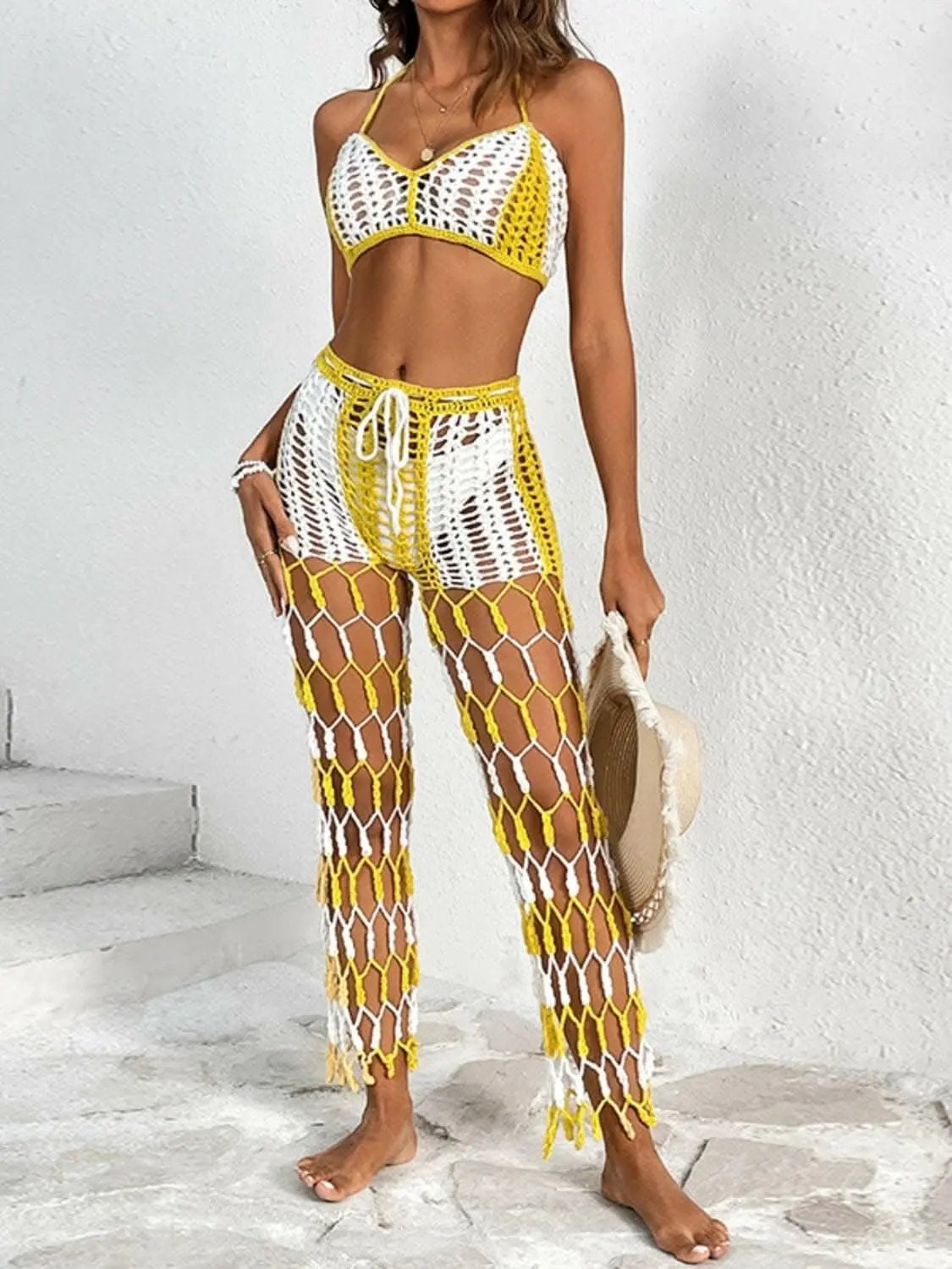 Trendsi Cutout Halter Swimwear Women's Beach Pants Set - Chic & Trendy