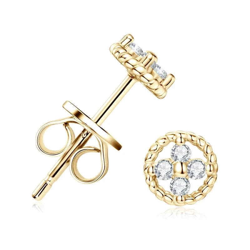 Round Rope-Edge Moissanite Cluster Stud Earrings