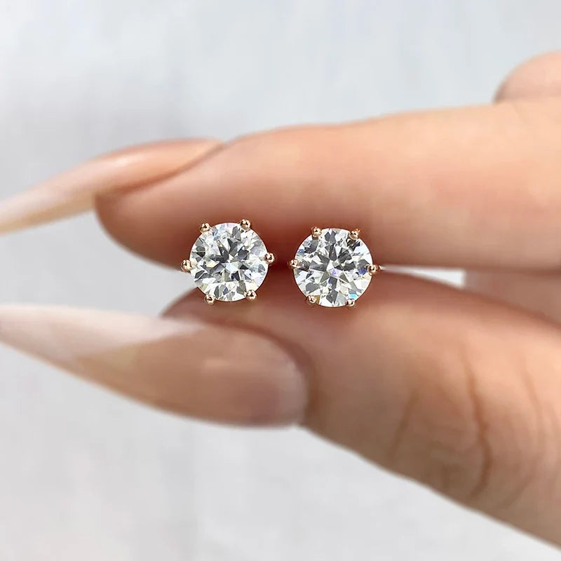 Six-Prong Moissanite Stud Earrings in Sterling Silver