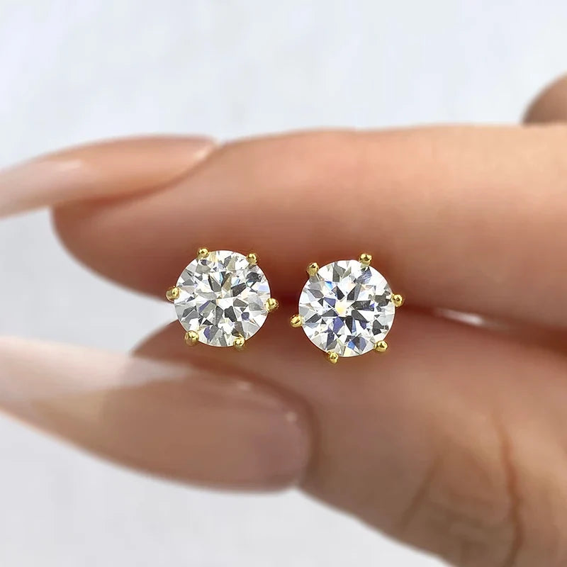 Six-Prong Moissanite Stud Earrings in Sterling Silver