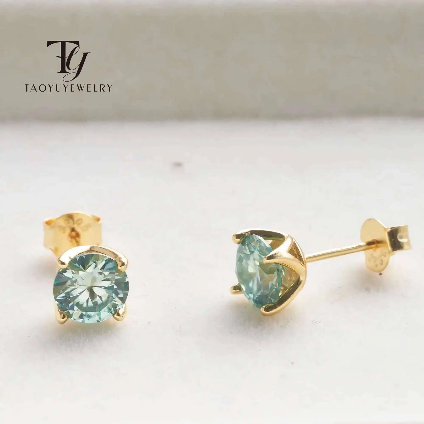 D Color Moissanite Stud Earrings 925 Sterling Silver 18K Gold Plated for Women