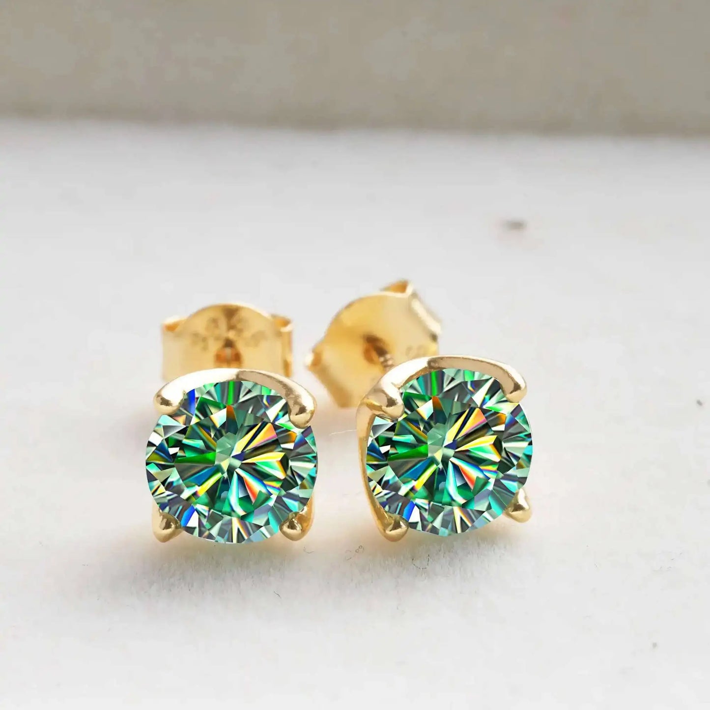 D Color Moissanite Stud Earrings 925 Sterling Silver 18K Gold Plated for Women