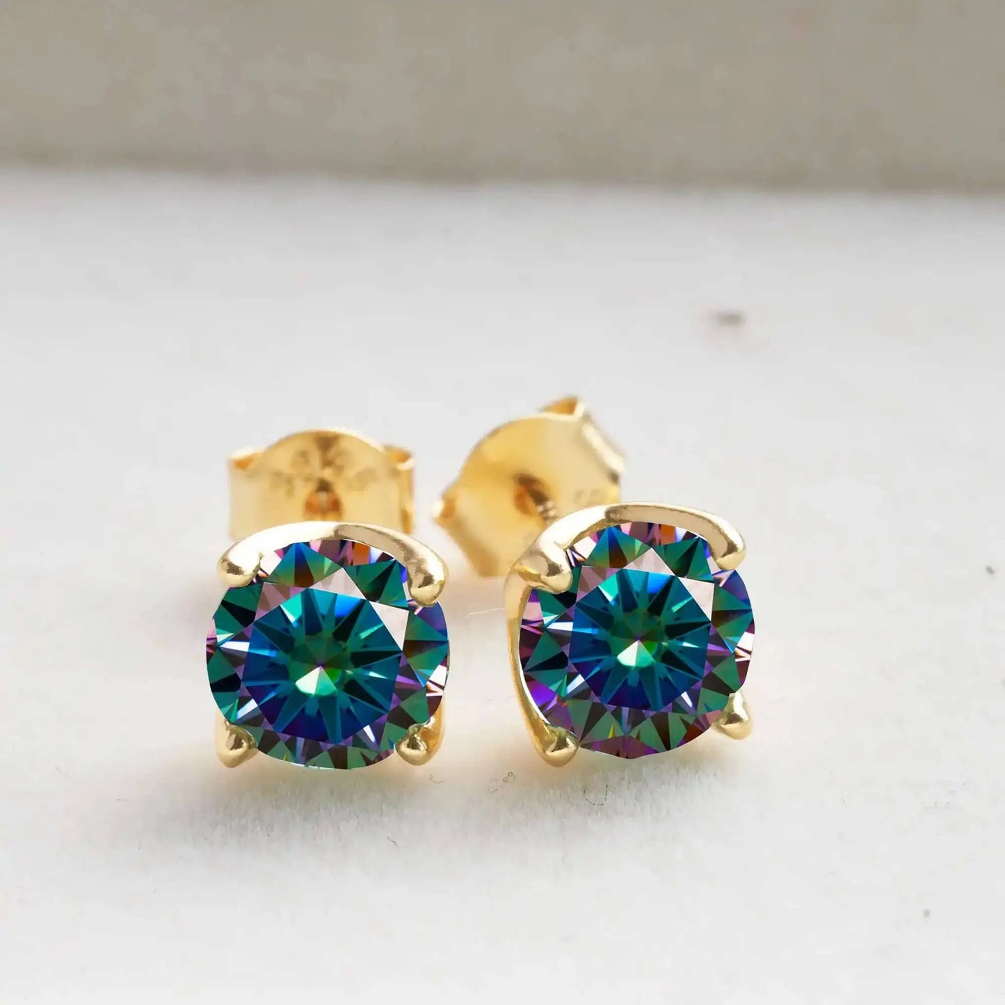 D Color Moissanite Stud Earrings 925 Sterling Silver 18K Gold Plated for Women