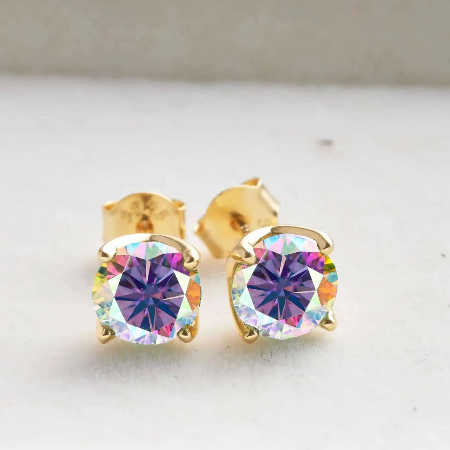 D Color Moissanite Stud Earrings 925 Sterling Silver 18K Gold Plated for Women