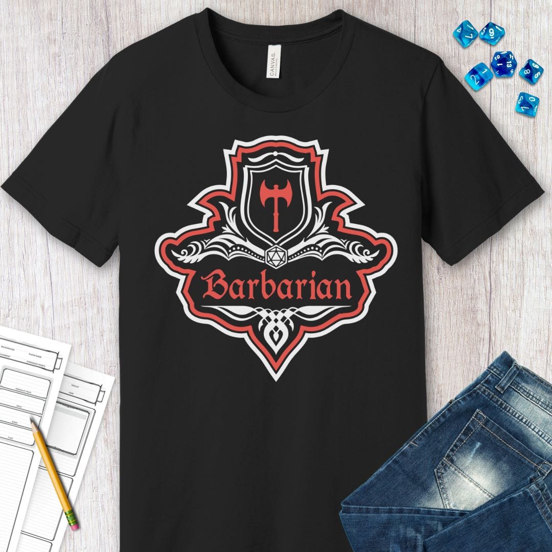 Camiseta con emblema elegante de la clase Bárbaro de D&D