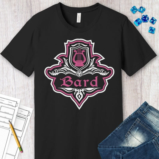 Camiseta con emblema elegante de la clase Bardo de D&D