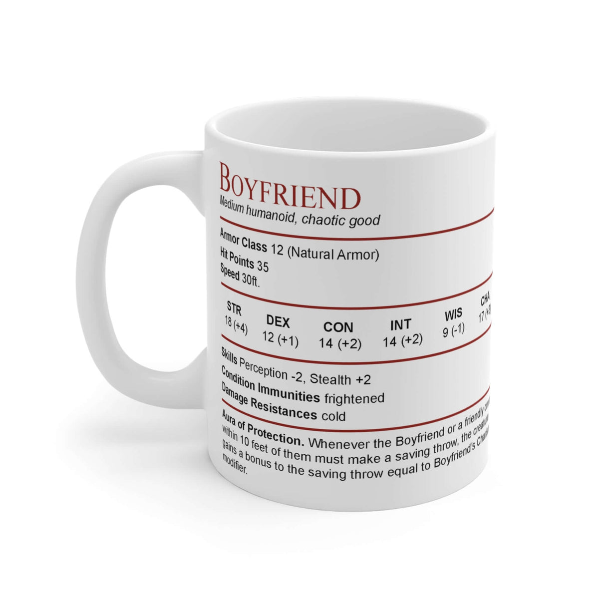 D&D Boyfriend Stat Block Mug