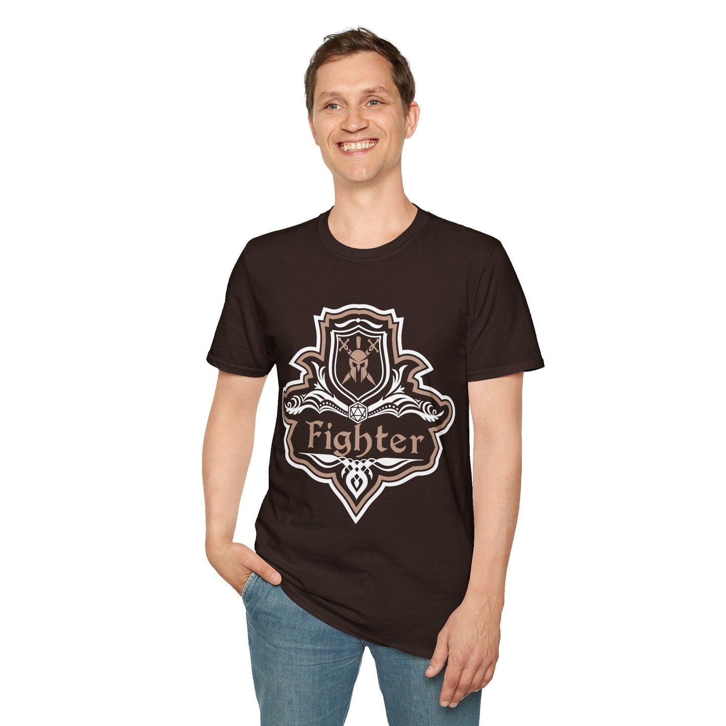 Camiseta con emblema de lujo de la clase Guerrero de D&D