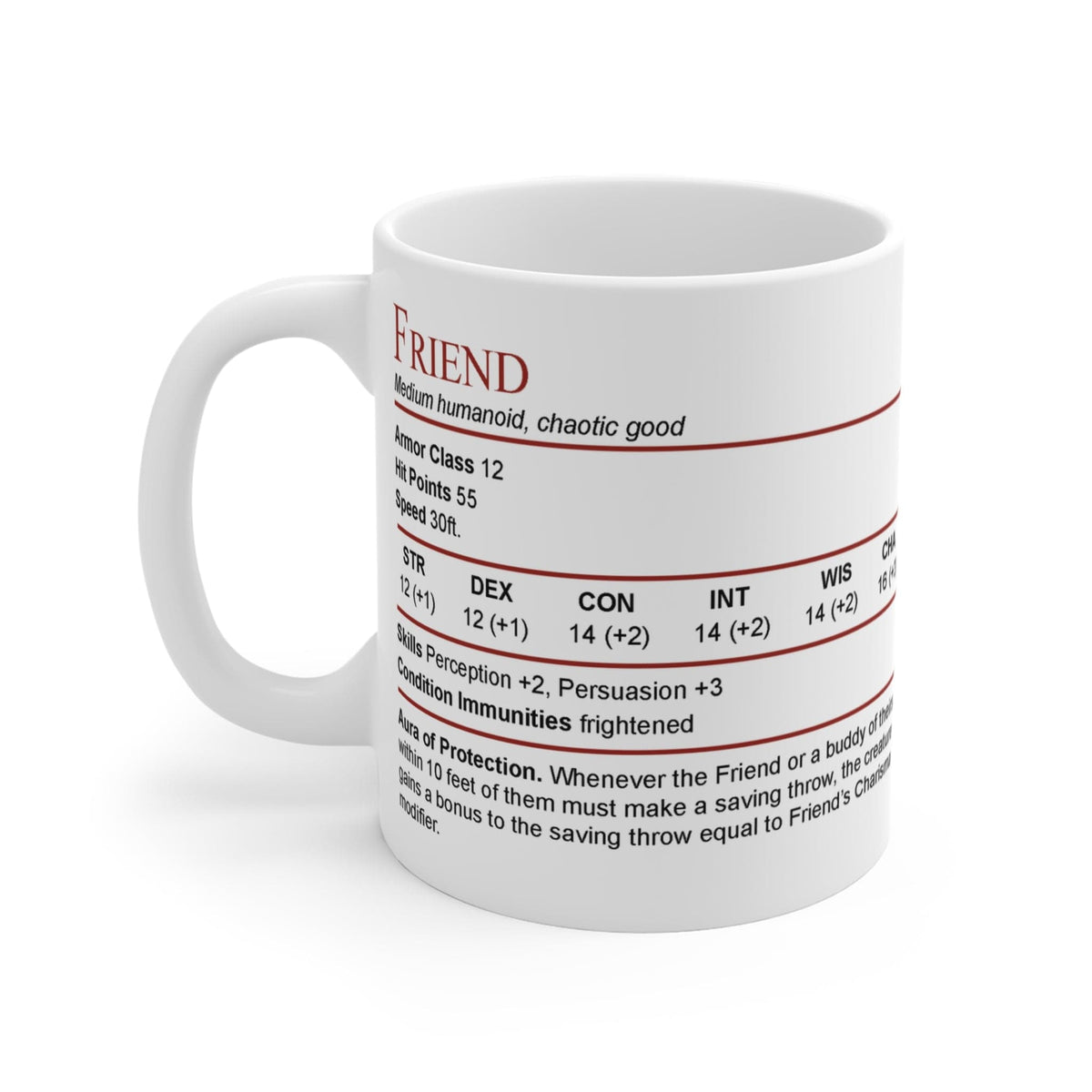 D&D Friend Stat Block Mug