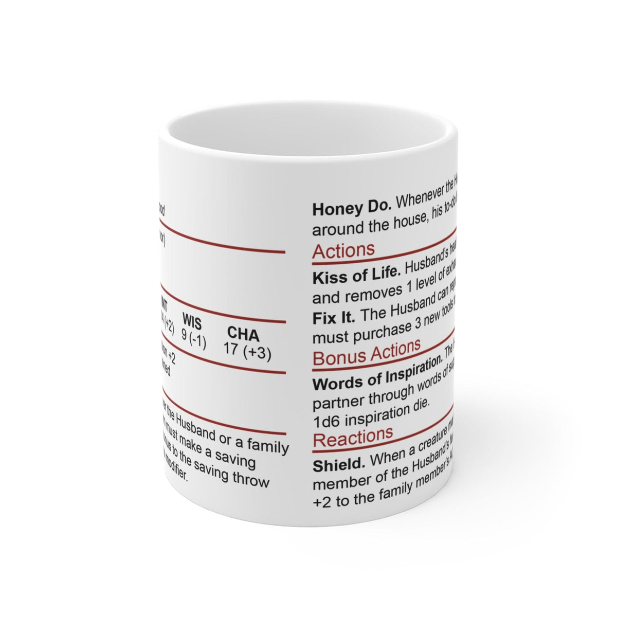 D&D Husband Stat Block Mug