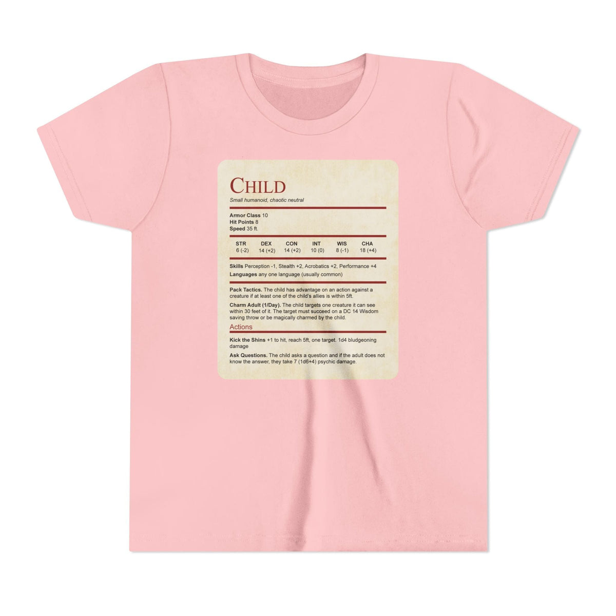 D&D Kids Shirt Child Stat Block