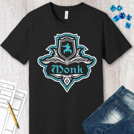 Camiseta con emblema elegante de monje de D&D