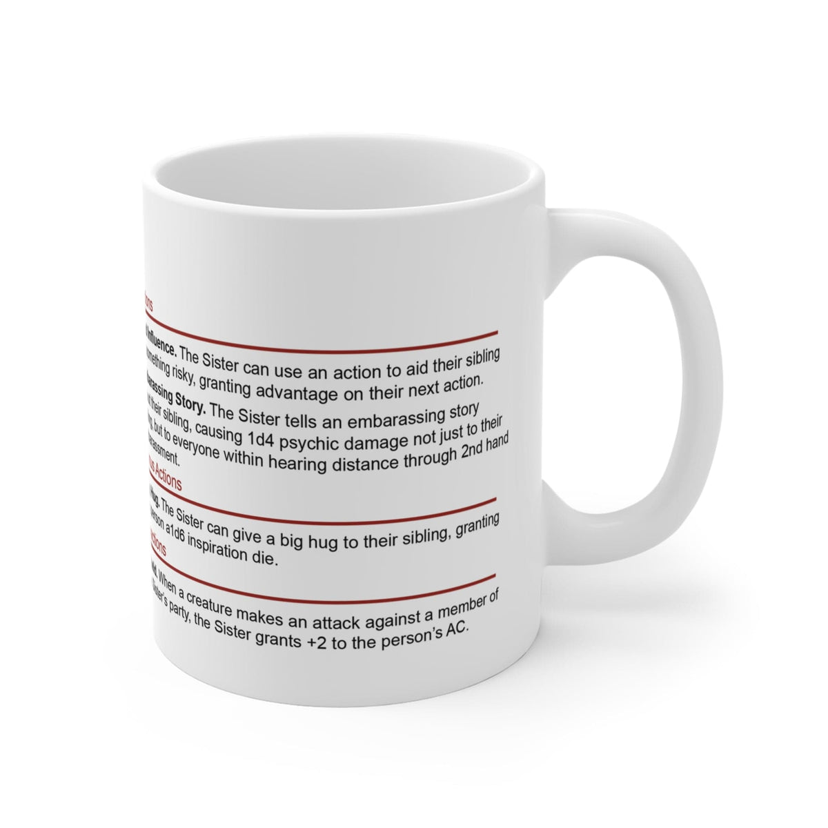 D&D Sister Stat Block Mug Gift