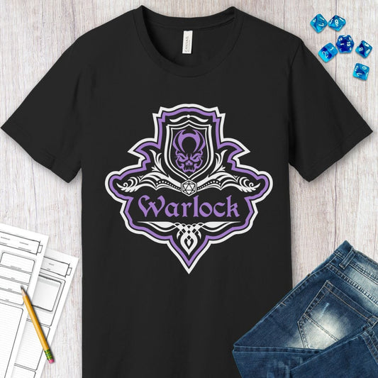 Camiseta con emblema elegante de la clase brujo de D&D