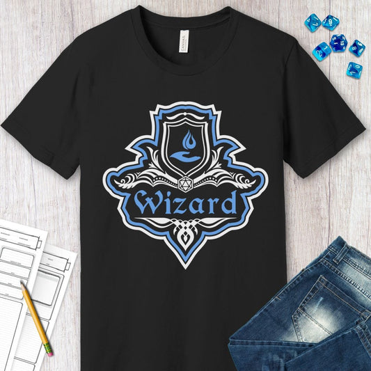 Camiseta con Emblema Elegante de la Clase Mago de D&D