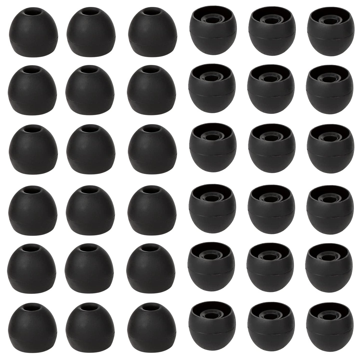 CYADCI 36 Pieces Large Earbud Tips Soft and Comfortable Silicone Earbud Tips Ear Bud Replacement Pieces Silicone Fit Most in-Ear Headphones，Inner Hole 3.8mm -5.5mm，Large Black Earbuds Silicone Tips