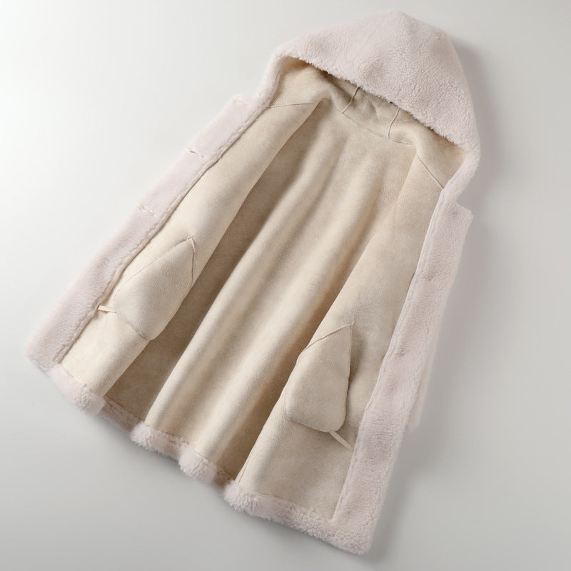 Women's Hooded Lambswool Warm Coat