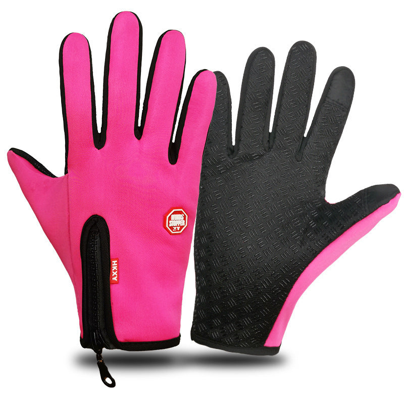 Men's Full Finger Touch Screen Zipper Outdoor Gloves