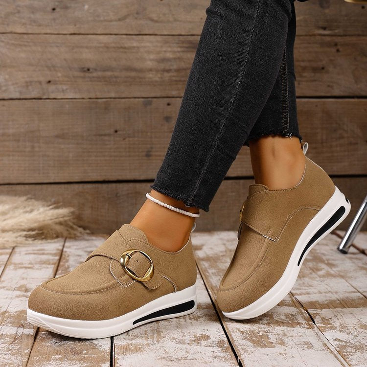 Women's Solid-color Front-laced Casual Wedges Shoes