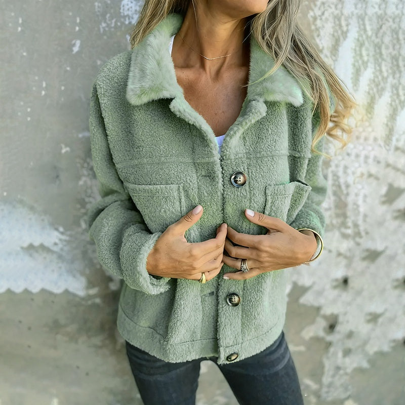 Chaqueta Sherpa para mujer de talla grande en color liso