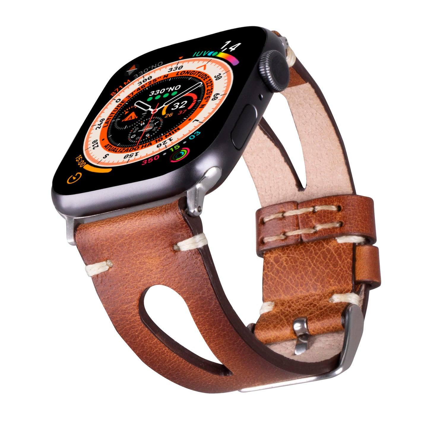 Leather Bands Compatible with Apple Watch Band 40 mm 38 mm 41 mm 42 mm 44 mm 45 mm 49 mm Band For Women Straps For Men Handmade Crazy Horse Full Grain Genuine Leather Strap for iWatch Series 9 8 7 6 SE Ultra 1 2 (38mm/40mm/41mm Space Gray Brown Medium)