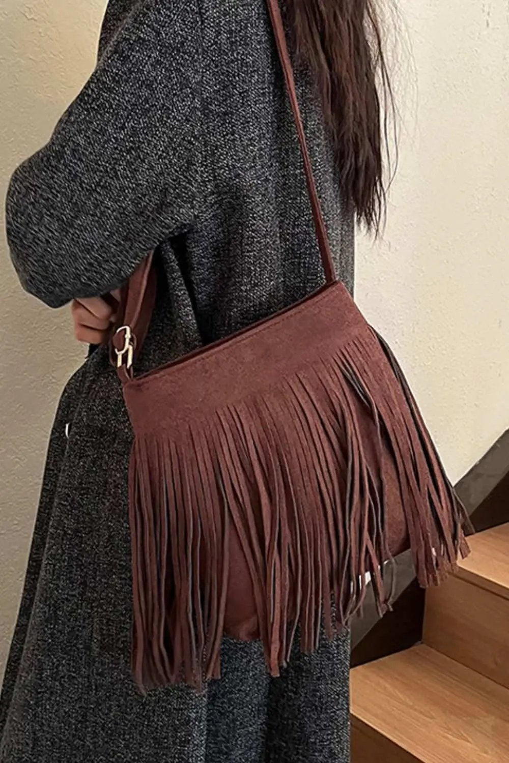 Accessories Trendsi Suede Fringe Bag + Everyday Style + Women's Crossbody + Chic, Small