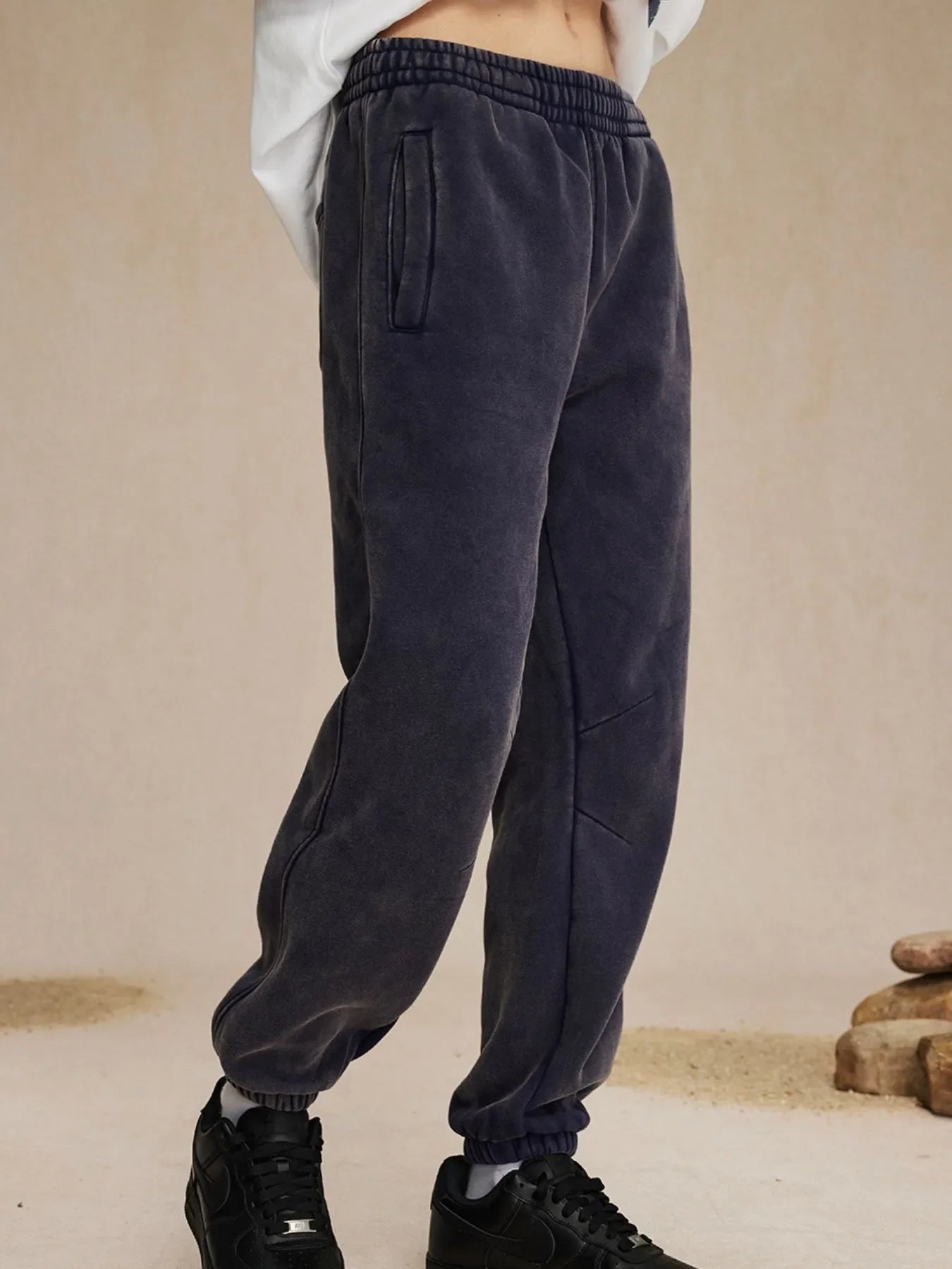 Pantalones deportivos de algodón con cintura elástica informales para hombre