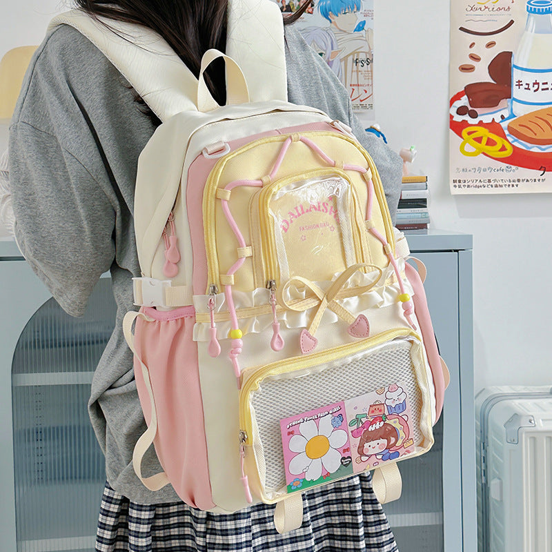 Unisex Cute Bow-Knot Middle School Student Large-Capacity Backpack